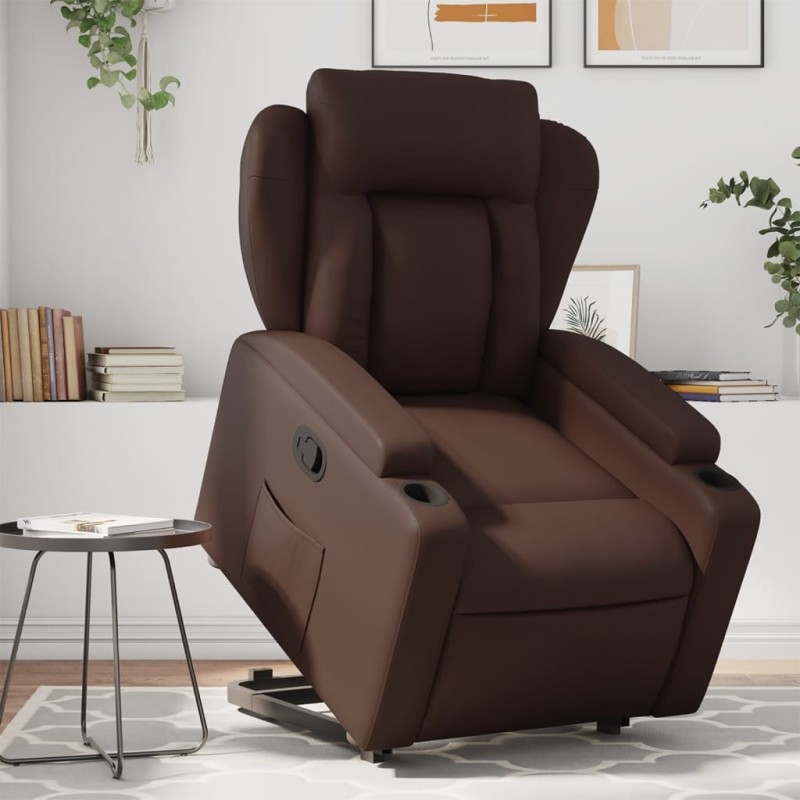 Fauteuil inclinable marron similicuir 
