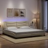 Cadre de lit avec lumières LED crème 200x200 cm tissu 