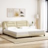 Cadre de lit avec lumières LED crème 200x200 cm tissu 