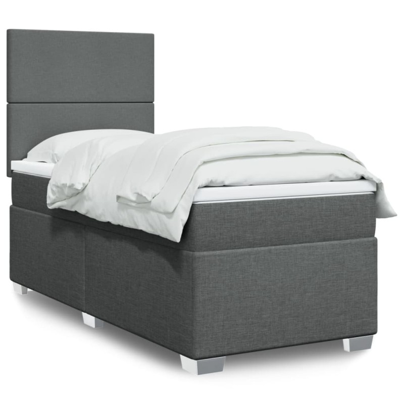 Sommier à lattes de lit avec matelas Gris foncé 80x200 cm Tissu 