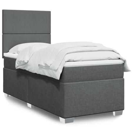 Sommier à lattes de lit avec matelas Gris foncé 80x200 cm Tissu 
