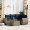 Salon de jardin 5 pcs avec coussins gris résine tressée 
