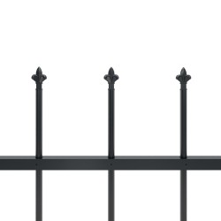 Clôture de jardin avec dessus en lance Acier 11,9 x 0,6 m Noir 