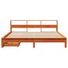 Lit bibliothèque sans matelas cire marron 180x200 cm pin massif 