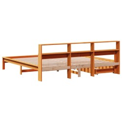 Lit bibliothèque sans matelas cire marron 180x200 cm pin massif 