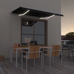 Auvent manuel rétractable avec LED 300x250 cm Anthracite 