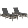 Chaises longues avec coussins lot de 2 gris résine tressée 