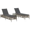 Chaises longues avec coussins lot de 2 gris résine tressée 