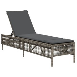 Chaises longues avec coussins lot de 2 gris résine tressée 