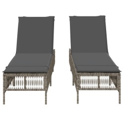 Chaises longues avec coussins lot de 2 gris résine tressée 