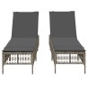 Chaises longues avec coussins lot de 2 gris résine tressée 