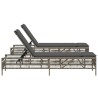 Chaises longues avec coussins lot de 2 gris résine tressée 