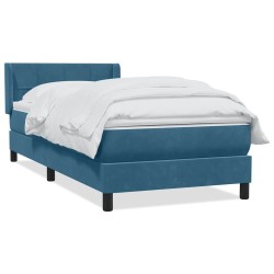 Sommier à lattes de lit et matelas bleu foncé 90x220 cm velours 