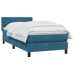 Sommier à lattes de lit et matelas bleu foncé 90x220 cm velours 