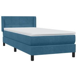 Sommier à lattes de lit et matelas bleu foncé 90x220 cm velours 