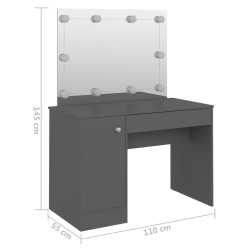 Table de maquillage avec éclairage LED 110x55x145 cm MDF Gris 