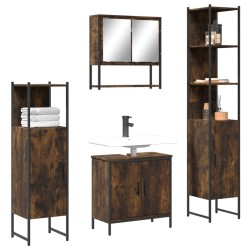 Ensemble de meubles de salle de bain 4 pcs Chêne fumé Bois 