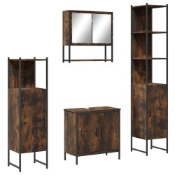 Ensemble de meubles de salle de bain 4 pcs Chêne fumé Bois 
