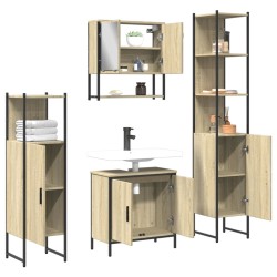 Ensemble de meubles de salle de bain 4 pcs Chêne fumé Bois 