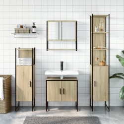 Ensemble de meubles de salle de bain 4 pcs Chêne fumé Bois 