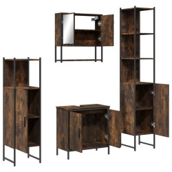 Ensemble de meubles de salle de bain 4 pcs Chêne fumé Bois 