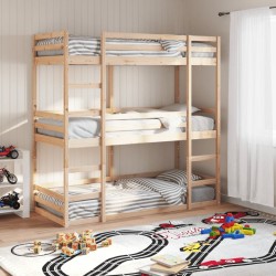 Lit superposé triple sans matelas 80x200 cm bois de pin massif 