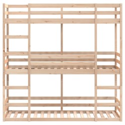 Lit superposé triple sans matelas 80x200 cm bois de pin massif 