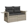 Salon de jardin 6 pcs avec coussins gris clair résine tressée 