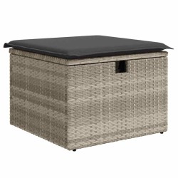 Salon de jardin 6 pcs avec coussins gris clair résine tressée 