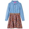 Robe pour enfants à manches longues bleu marine et bleu denim 140 