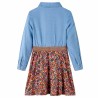 Robe pour enfants à manches longues bleu marine et bleu denim 140 