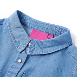 Robe pour enfants à manches longues bleu marine et bleu denim 140 
