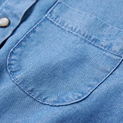 Robe pour enfants à manches longues bleu marine et bleu denim 140 