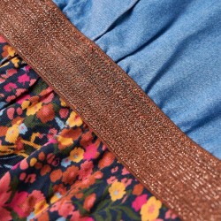 Robe pour enfants à manches longues bleu marine et bleu denim 140 