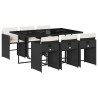 Ensemble à manger de jardin coussins 7pcs Noir Résine tressée 