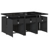 Ensemble à manger de jardin coussins 7pcs Noir Résine tressée 