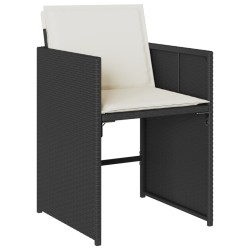 Ensemble à manger de jardin coussins 7pcs Noir Résine tressée 