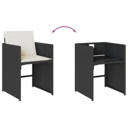 Ensemble à manger de jardin coussins 7pcs Noir Résine tressée 