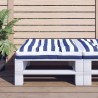 Coussin de palette rayures bleues et blanches 80x80x12 cm tissu 