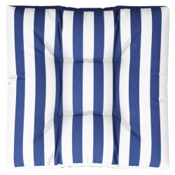 Coussin de palette rayures bleues et blanches 80x80x12 cm tissu 