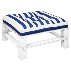 Coussin de palette rayures bleues et blanches 80x80x12 cm tissu 
