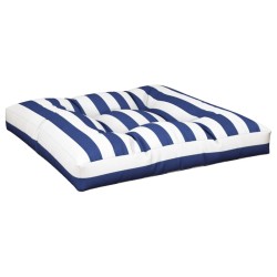 Coussin de palette rayures bleues et blanches 80x80x12 cm tissu 