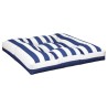Coussin de palette rayures bleues et blanches 80x80x12 cm tissu 
