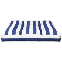 Coussin de palette rayures bleues et blanches 80x80x12 cm tissu 