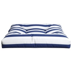 Coussin de palette rayures bleues et blanches 80x80x12 cm tissu 