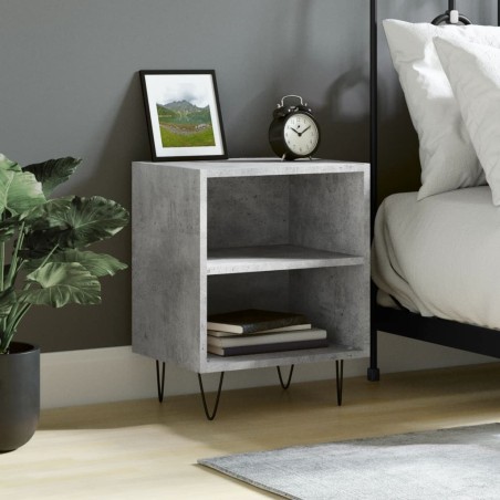 Table de chevet gris béton 40x30x50 cm bois d'ingénierie 