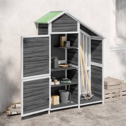 Abri à outils de jardin gris 120x53,5x170 cm bois massif pin 
