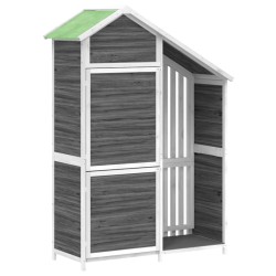 Abri à outils de jardin gris 120x53,5x170 cm bois massif pin 