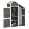 Abri à outils de jardin gris 120x53,5x170 cm bois massif pin 