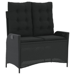 Ensemble à manger de jardin coussins 2pcs noir résine tressée 